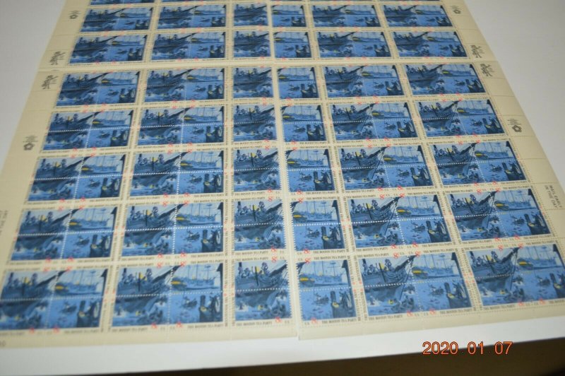 Round Robin set of 4 sheets Boston Tea Party Scott #1480-1493 matching plate #'s