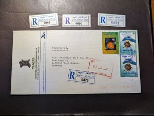 1997 Registered Kuwait Cover Safar to Tuttlingen Germany and 3 Registered Labels