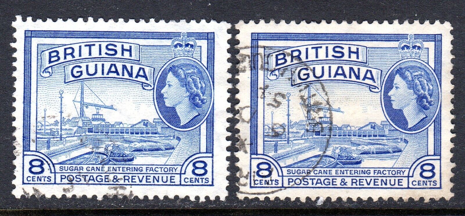 British Guiana + 1954-63+ sg 337 -337a + 8 cents + USED + 2 shades