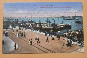 WWI Imperial German Soldiers Military Feldpost Kiel Harbor Steamer Postcard 1916