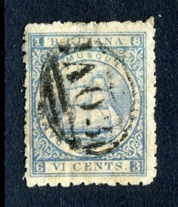 British Guiana 1863. 6c dull blue. P10. Used. SG94.