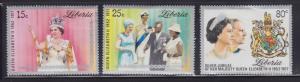 Liberia 788-790 Reign of Queen Elizabeth II 1977