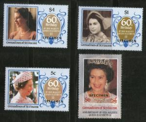 St. Vincent Grenadines 1986 Queen Elizabeth II 60th Birth Day SPECIMEN Sc 514...