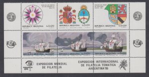 Argentina Sc B105 MNH. 1984 Argentina '85 Stamp Show, block of 6, fresh. Ships