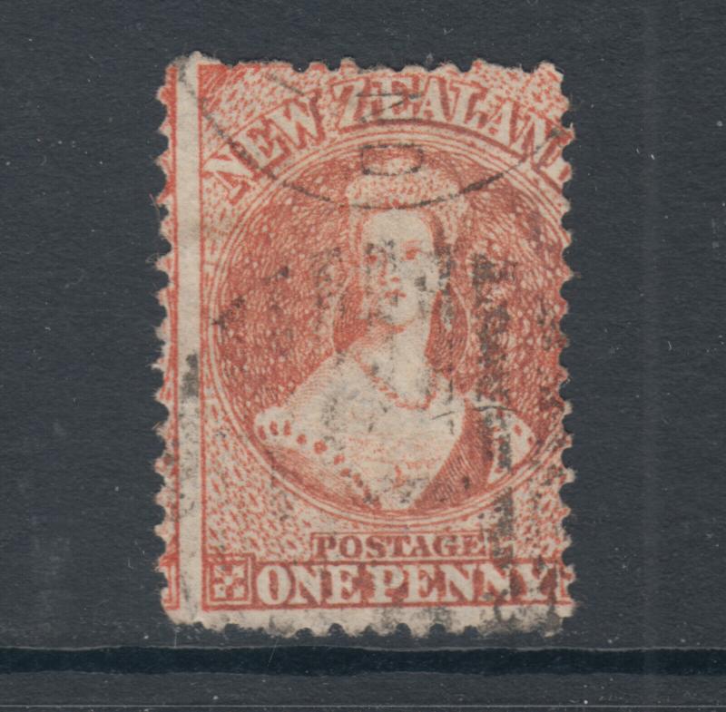 New Zealand Sc 31, SG 111, used. 1864-71 1p vermilion, usual centering, Cert