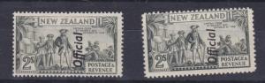NEW ZEALAND  1936 - 61  OFFICIAL S G O132 + 0132C 2/- OLIVE GREEN  M H &  M N H