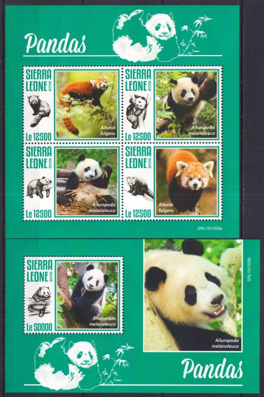 Gs0908 2019 Sierra Leone Pandas Bears Wild Animals Fauna #11706-9+Bl1841 Mnh