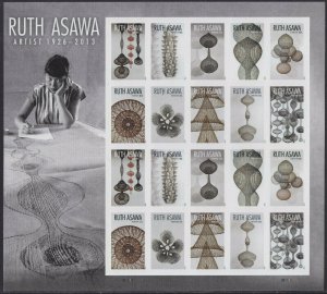 Ruth Asawa Artist Pane of 20 - Postage Stamps Scott 5504-13