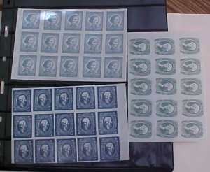 CONFEDERATE   #11,13,14 BLOCK OF 15   MINT NO GUM PRIVATE REPRINT