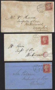 UK GB SCOTLAND IRELAND 1860s COLLECTION OF SIX NEAT CELTIC TOWNS GLASCOW NEWTON