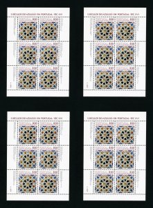 Lot of 4 Portugal # 1495a Miniature Sheets of Moresque Tiles Mint Never Hinged