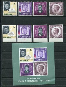 Ghana 1965 Souvenir Sheet+Perf  Imperf  stamps MNH Memory of J.F. Kennedy  6681