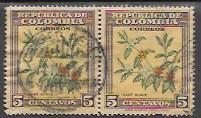 Colombia #545 used pair.  Flowers.  Nice  1947