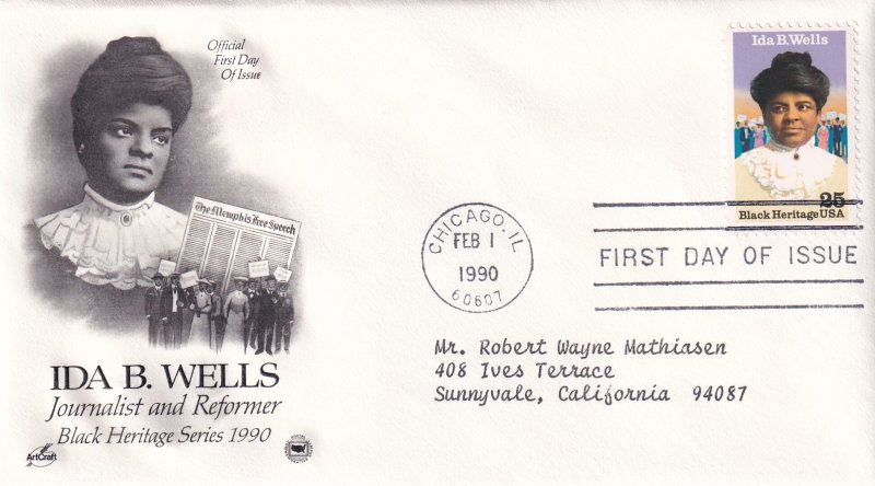 1990, Honoring Ida B. Wells, Art Craft/PCS, FDC (E12212)