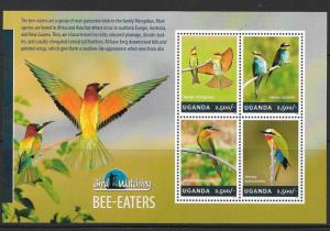 UGANDA 2014 BEE-EATERS (1) MNH