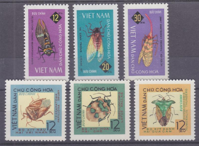 Viet Nam Dem Rep Sc 360-365 NGAI. 1965 Insects cplt F-VF