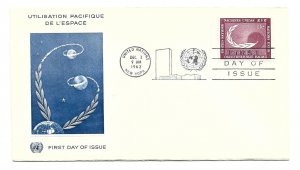 UN NY #113  11c  Peaceful Uses of Outer Space Official Geneva Cachet FDC