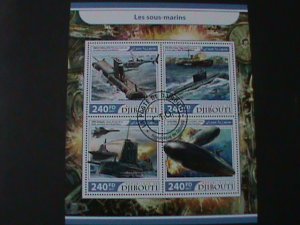 ​DJIBOUTI-2017 SC#1357 WORLD FAMOUS  SUBMARINES- CTO SHEET-VF LAST ONE-