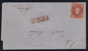 Chile c. 1855/60s 5c Colon rose-red Folded Cover w/RENGO Straight-Line Postmark