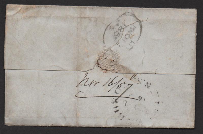 $ Nova Scotia Sc#3 on 1857 cover