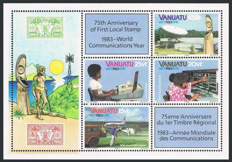 Vanuatu 363a,MNH.Michel Bl.5. World Communication Year WCY-1983.Transport,Telex,