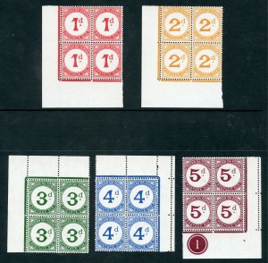 Tristan Da Cunha 1957 QEII Postage Due set complete in blocks MNH. SG D1-D5.