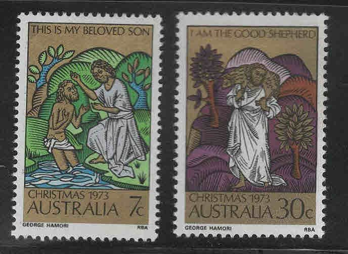 AUSTRALIA Scott 582-583 MH* 1973 Christmas set