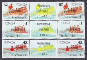 1991 Tonga 1187-1189x2+Tab Su'aalo Rowing Regatta (SPECIMEN) 20,00 €