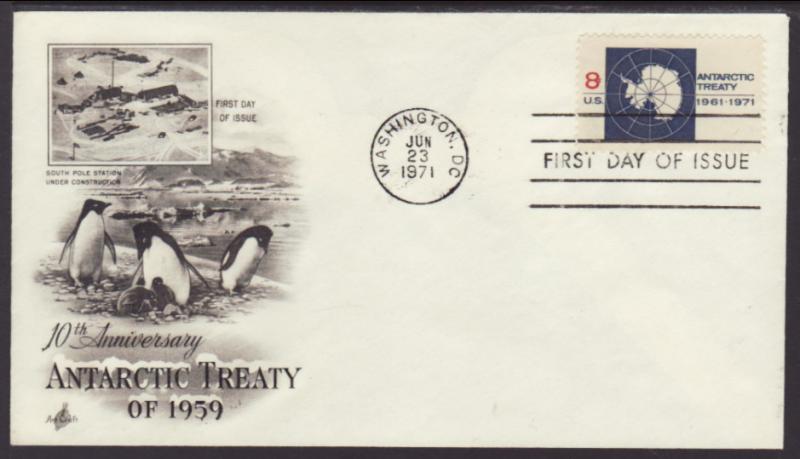 US Antarctic Treaty 1971 Artcraft U/A FDC BIN