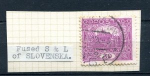 Czechoslovakia 1919 Perf Used 30H ERROR fused S & L of Slovenska 8508