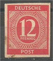 GERMANY, 1946, used 12ph, Numeral Scott 538 Imperf