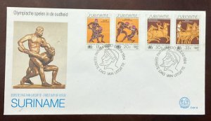 D)1984, SURINAME, FIRST DAY COVER, ISSUE OF ANTIQUE OLYMPIC GAMES, LOS AN