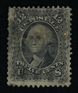 GENUINE SCOTT #69 F-VF USED 1861 BLACK NBNC PRINTED 12¢ GEORGE WASHINGTON