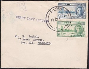 FIJI 1946 Victory set on FDC ex Suva to New Zealand........................B3177