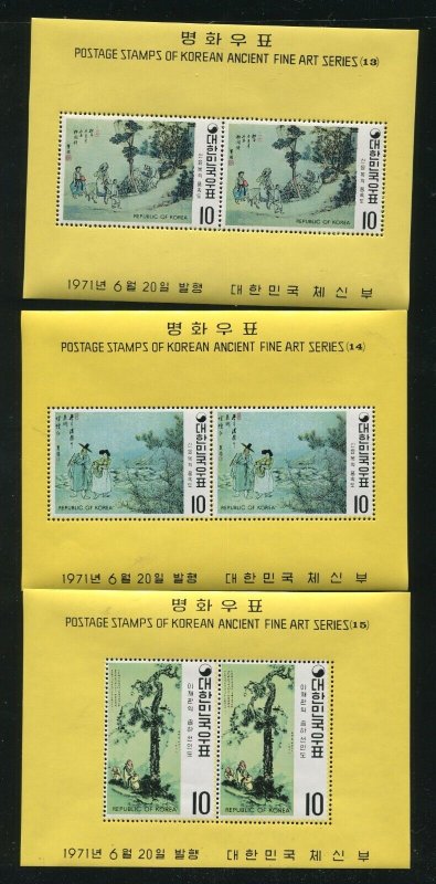 Korea 781a-786a Paintings By Shin Yun-bok Stamp Sheets MNH 1971