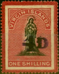 Virgin Islands 1888 4d on 1s Black & Rose-Carmine SG42 Fine MM-Variant 1