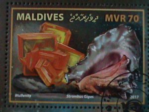 ​MALDIVES-2017 SC# 4005-BEAUTIFUL LOVELY SHELLS & MINERALS CTO SHEET VF LAST ONE