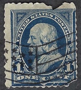 United States #247 1¢ Benjamin Franklin (1894). Ultramarine. Damaged. Used.