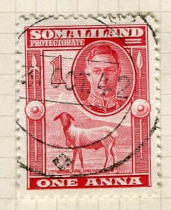 SOMALILAND; 1942 early GVI pictorial issue fine used 1a. value