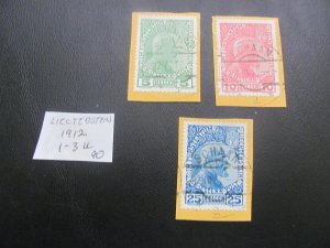 LIECHTENSTEIN 1912 USED  SC 1-3 SET  XF  $90 (154)