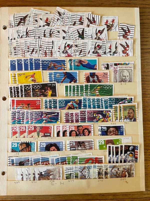 Large collection of used 29-cent US Stamps off paper