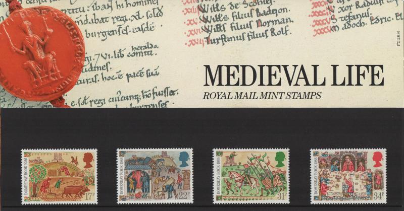 PRESENTATION PACK PP148 1986 - MEDIEVAL LIFE (printed no.172)