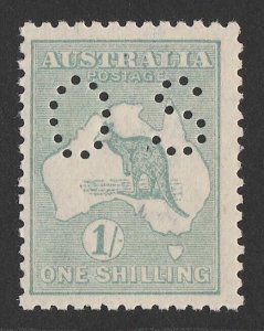 AUSTRALIA 1915 Kangaroo 1/- 3rd wmk Die IIB perf OS. ACSC 33Aba cat $125.