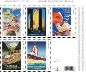 Canada 2022 MNH Stamps Souvenir Sheet Scott 3333 Old Posters Tourism Sport Train