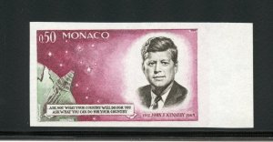 MONACO 1964 JOHN F. KENNEDY MEMORIAL STAMP IMPERF COLOR PROOF III  MINT NH