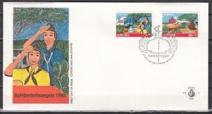 Aruba, Scott cat. B27-28. Girl Scouts & Cancer issue on a First day cover.