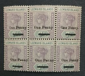 MOMEN: LEEWARD ISLANDS SG #19 BLOCK MINT OG NH LOT #198624-6178