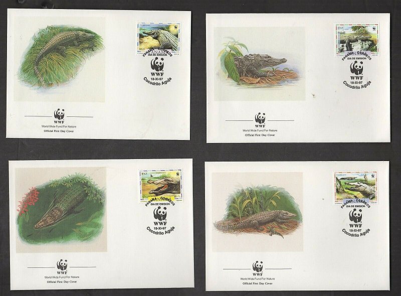 WWF AMERICAN CROCODILE: PANAMA, 4 FDC, (WORLD WIDE FUND FOR NATURE)