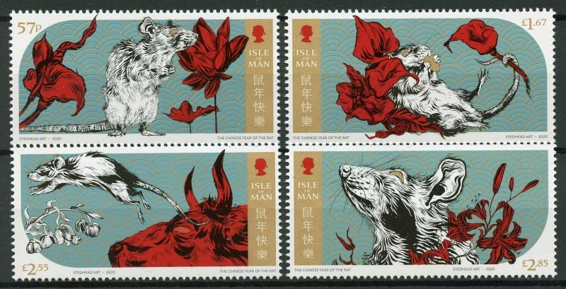Isle of Man IOM Year of Rat 2020 Stamps MNH Chinese Lunar New Year 4v Set