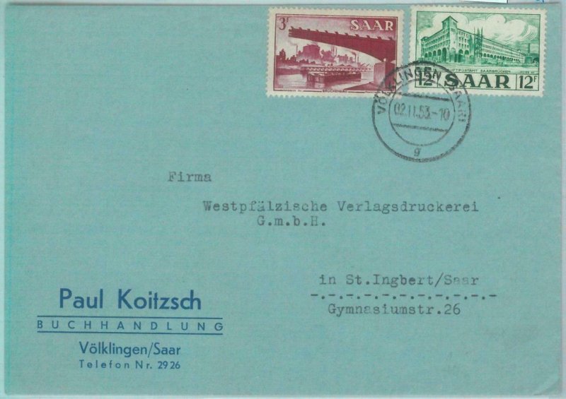 89361 - GERMANY Saar  - POSTAL HISTORY -  COVER from VOLKLINGEN  1953